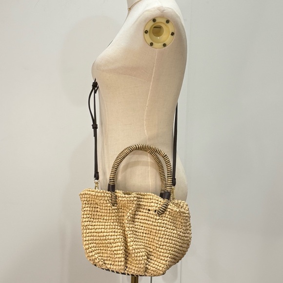 SOLD Zara Woven Basket Bag Crossbody Tan Raffia Easter Spring Vacation Beach - Picture 7 of 15